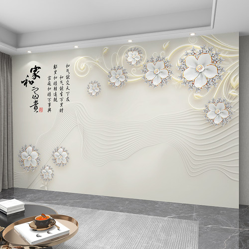 电视背景墙壁纸壁布定制上门安装