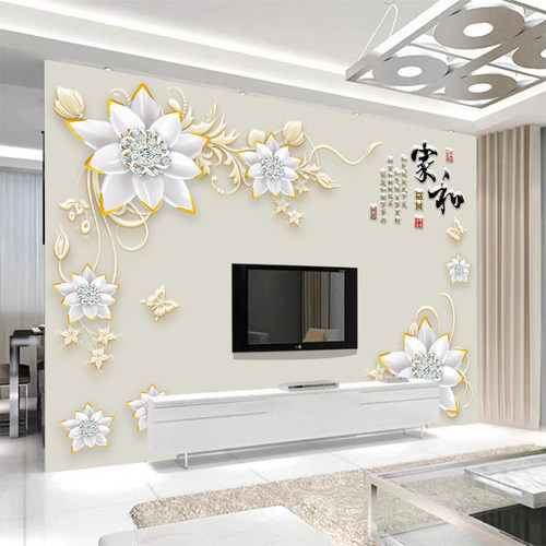 新款电视背景墙壁纸壁画上门安装