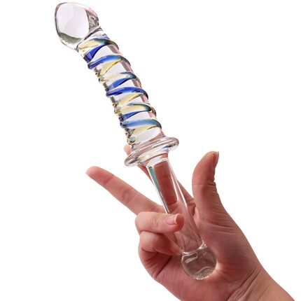 高硼硅透明玻璃按摩穴位棒螺旋纹理护理按摩棍易清洗圆润穴位按摩