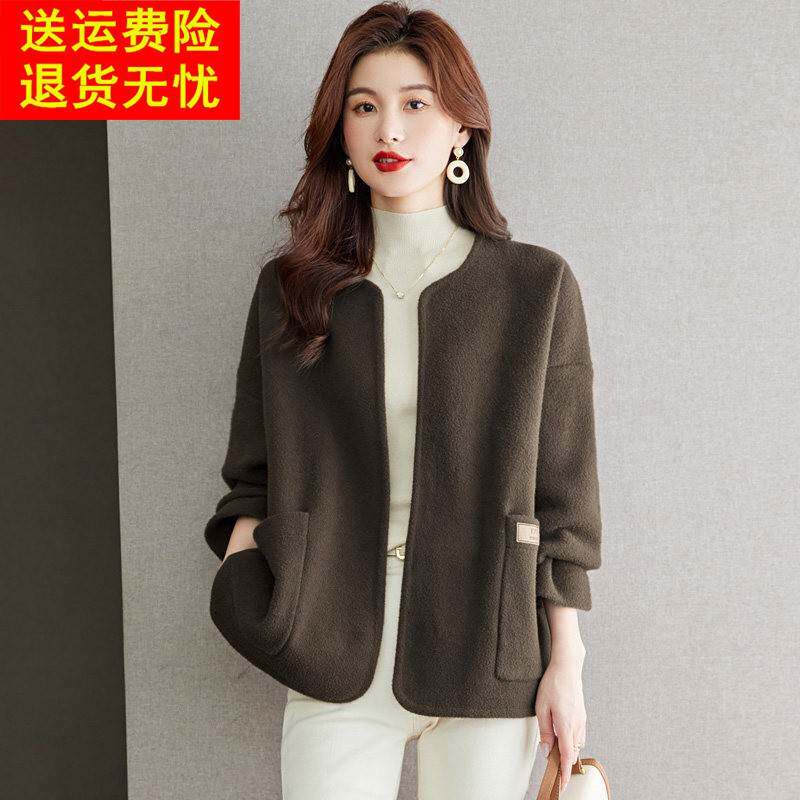 小香风毛呢女士短外套女早春2026新款气质圆领西装上衣针织衫开衫