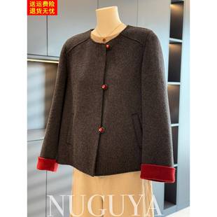 时尚休闲妈妈装毛呢外套女高贵春装新款上衣气质中老年呢子大衣短