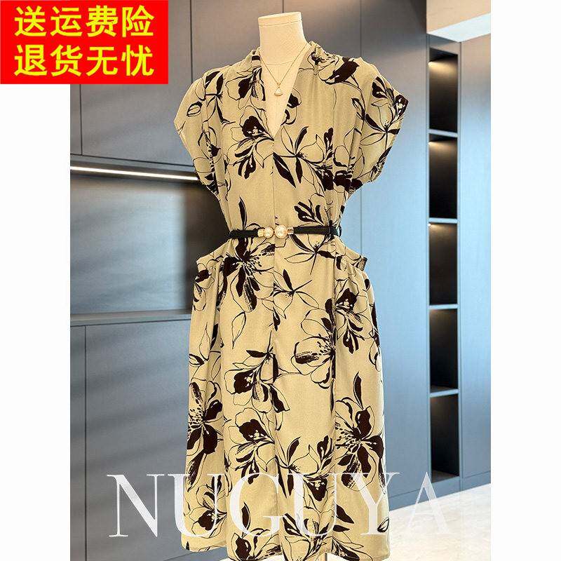 时尚气质妈妈装中长版洋装女短袖2026年夏装新款百搭中年人裙子