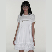 现货CRANK 宽松少女风调节扣荷叶边拉链连衣裙韩国代购 25秋季 新品