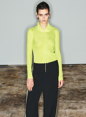 现货韩素希同款TheOpenProduct2023春季堆堆领长袖网纱T恤打底衫