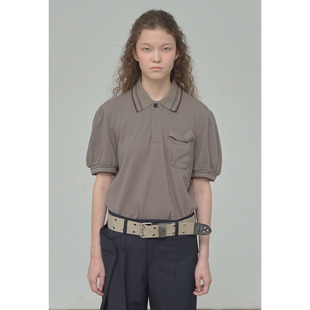 OPEN YY 26春新品复古老钱风短袖T恤泡泡袖polo衫韩国代购