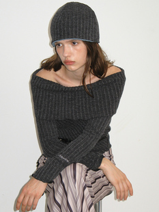 现货柳智敏韩素希朴敏英同款Polysooem针织一字肩毛衣韩国代购