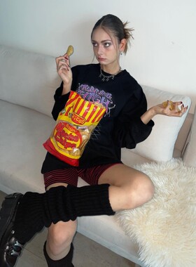 runningHIGH2023新品设计师品牌复古街头宽松个性印花卫衣T恤