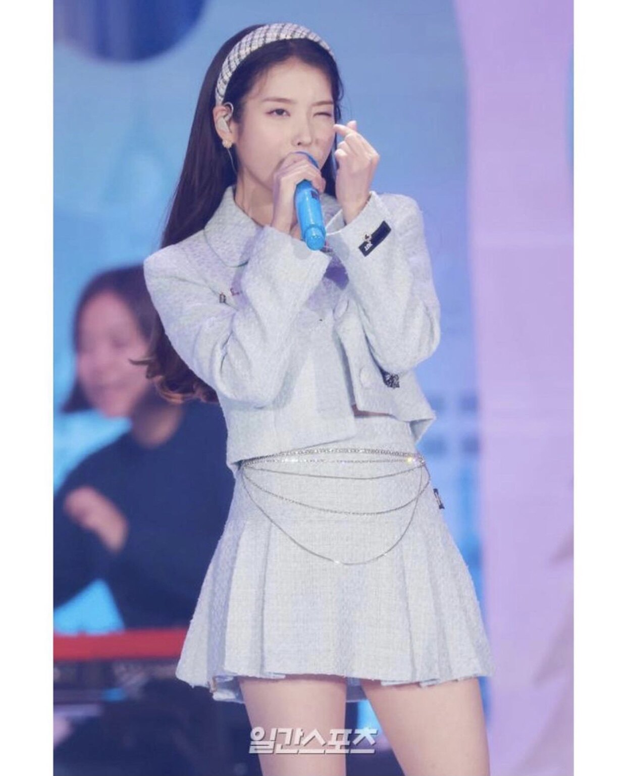 秒发 iu李智恩odd one out小香风粗花呢短款外套超短裙套装20秋