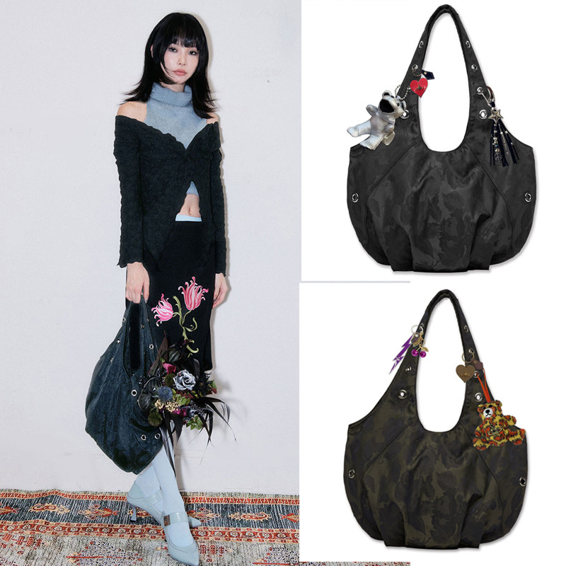 VISUAL COLLECTOR 25秋冬玫瑰提花复古月牙包单肩手提包韩国代购