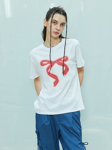 LARTIGENT钉珠蝴蝶结短袖