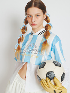 现货CRANK23春夏竖条纹短款运动短袖上衣T恤韩国正品代购