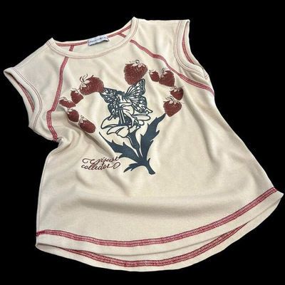 现货VISUAL COLLECTOR 25夏新品修身可爱草莓印花短袖T恤韩国代购