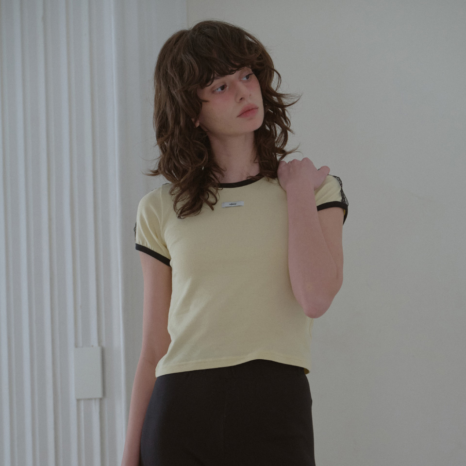 LETERIE 25春季新品撞色基础休闲风短袖宽松通勤T恤韩国代购