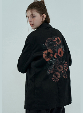 UNALLOYED 21春季新品情侣男女款花朵印花宽松西装外套韩国代购