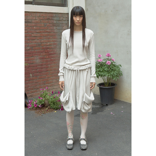 华夫格长袖 26春新品 T恤卷腰边工装 短裤 OPEN 韩国代购