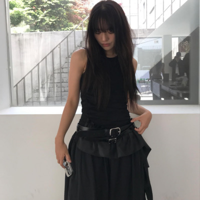 现货LCDC 25夏新品拼接荷叶边背心小众褶皱设计短款上衣韩国代购