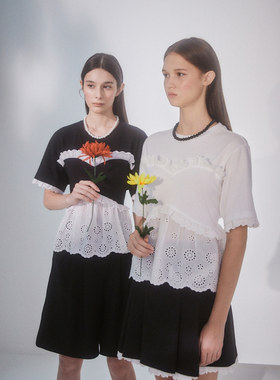 ROMANCHIC 22春夏季新款 温柔风仙女爱心胸口短袖衬衫T恤韩国代购