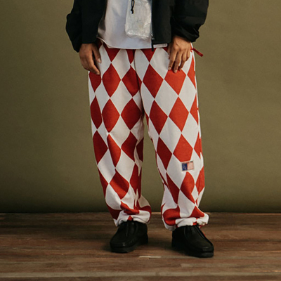 情侣男女款棋盘宽松束脚休闲长裤