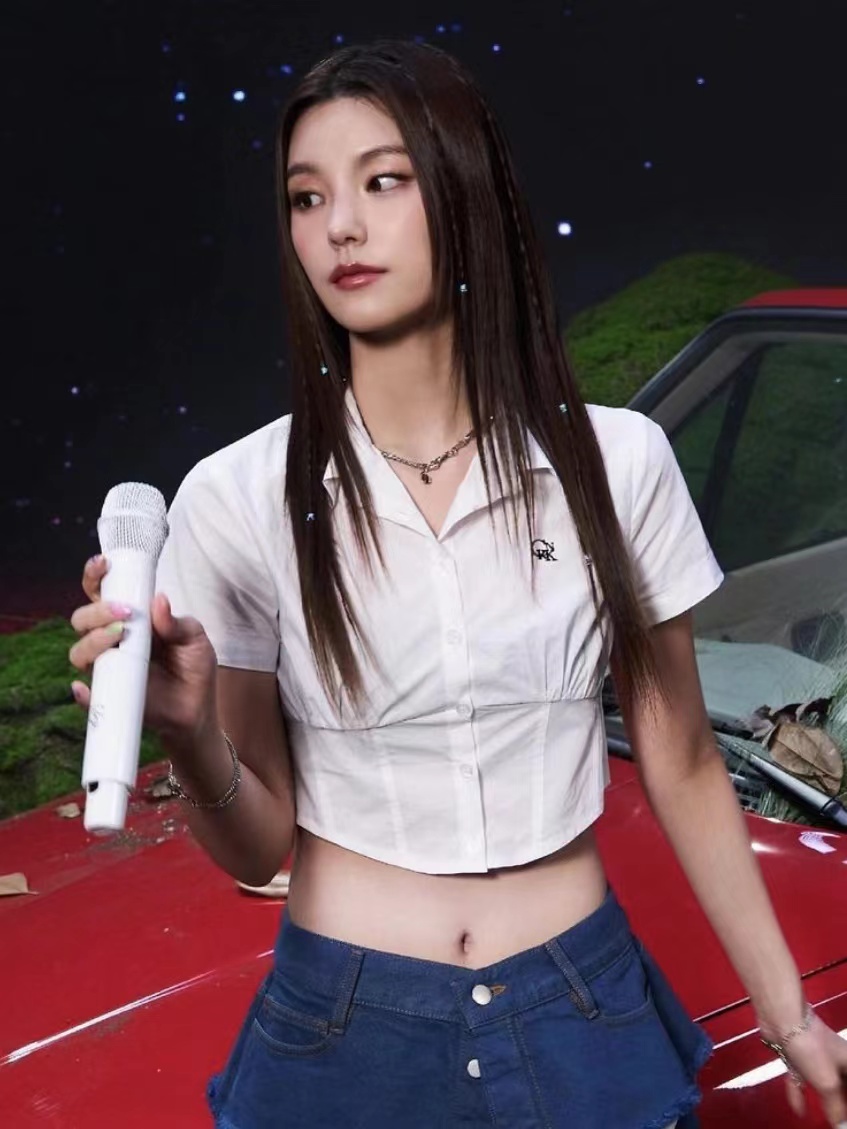 夏季新品修身束腰不规则短袖