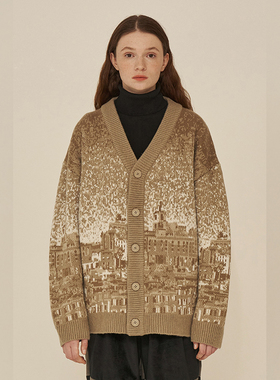 oido|秒UNALLOYED情侣男女款渐变色织花针织开衫20秋冬韩国代购