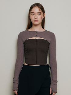 NOTYOURROSE 23秋冬新款小众品牌辣妹修身显瘦拼接上衣韩国代购