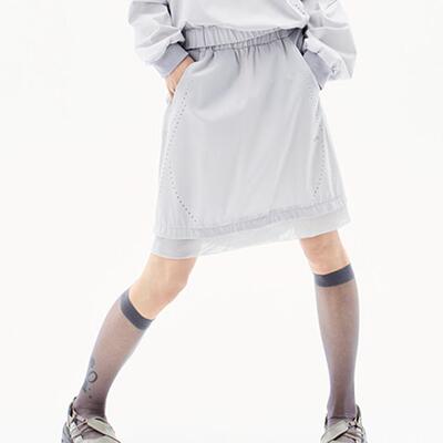现货OJOS 25春夏山系运动半身裙松紧腰分层网眼尼龙半裙韩国代购