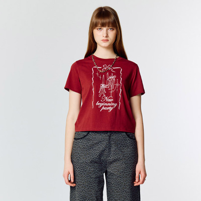 LARTIGENT 25春季新品宽松涂鸦字母印花休闲短袖T恤韩国代购