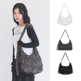 ILLIGO 25秋新款少女甜美风蕾丝荷叶边大容量单肩包韩国代购