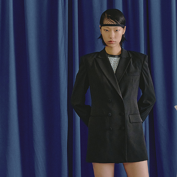 西装裙新款后背镂空韩国双排春季