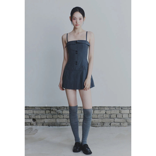 PAIN OR PLEASURE 25秋新品条纹细肩带吊带连衣裙韩国代购