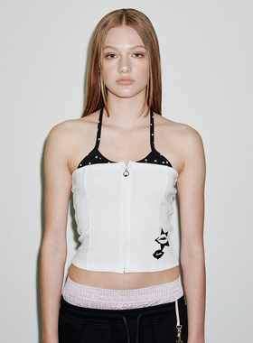 runningHIGH 25夏季新款星星波点假两件拼接吊带背心韩国代购