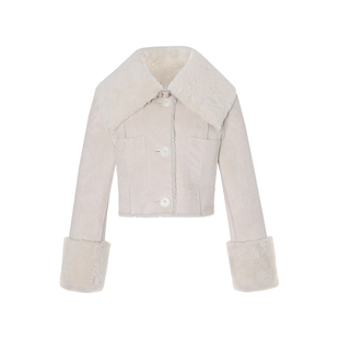 外套韩国代购 现货 NOTYOURROSE两面穿仿皮毛一体短款 英同款 张元