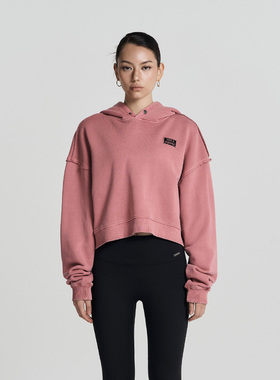 HDEX 25春夏季新品宽松美式复古短款套头卫衣连帽上衣韩国代购