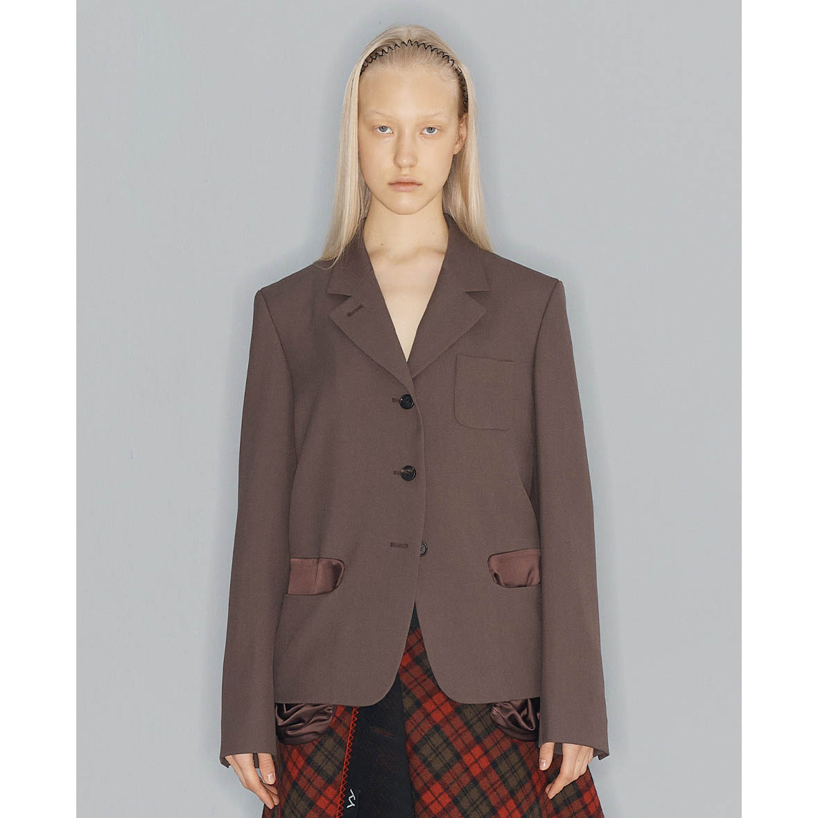 现货OPEN YY24秋冬新品复古气质翻领西装宽松百搭上衣女韩国代购