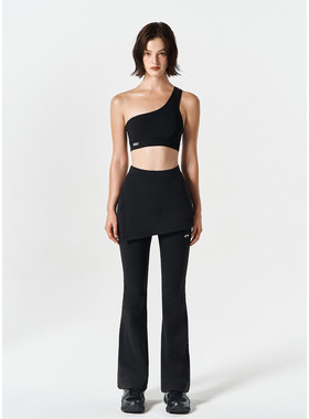 HDEX 25秋新品设计感单肩上衣不规则下摆微喇裙裤套装韩国代购