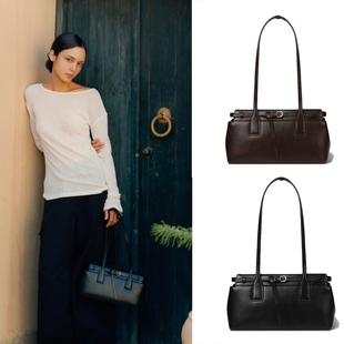 FOLNUA 25冬经典纯色牛皮法式简约腋下包单肩手拎包韩国代购