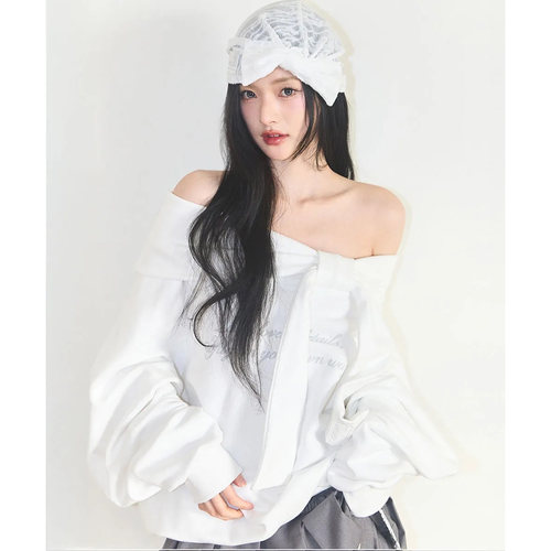 ILLIGO 26春新品蝴蝶结一字肩甜美风卫衣韩国代购