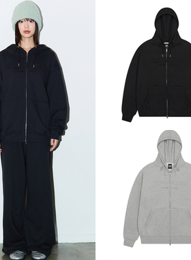 LUV IS TRUE 25冬季新款宽松拉链连帽卫衣字母刺绣外套韩国代购