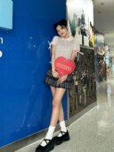 天空同款 衬衫 CRANK 元 24春季 蕾丝花边短袖 风琴褶泡泡袖 衬衣韩代