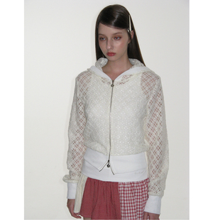 CRANK 25秋季新品宽松设计感镂空透视休闲百搭连帽外套韩国代购