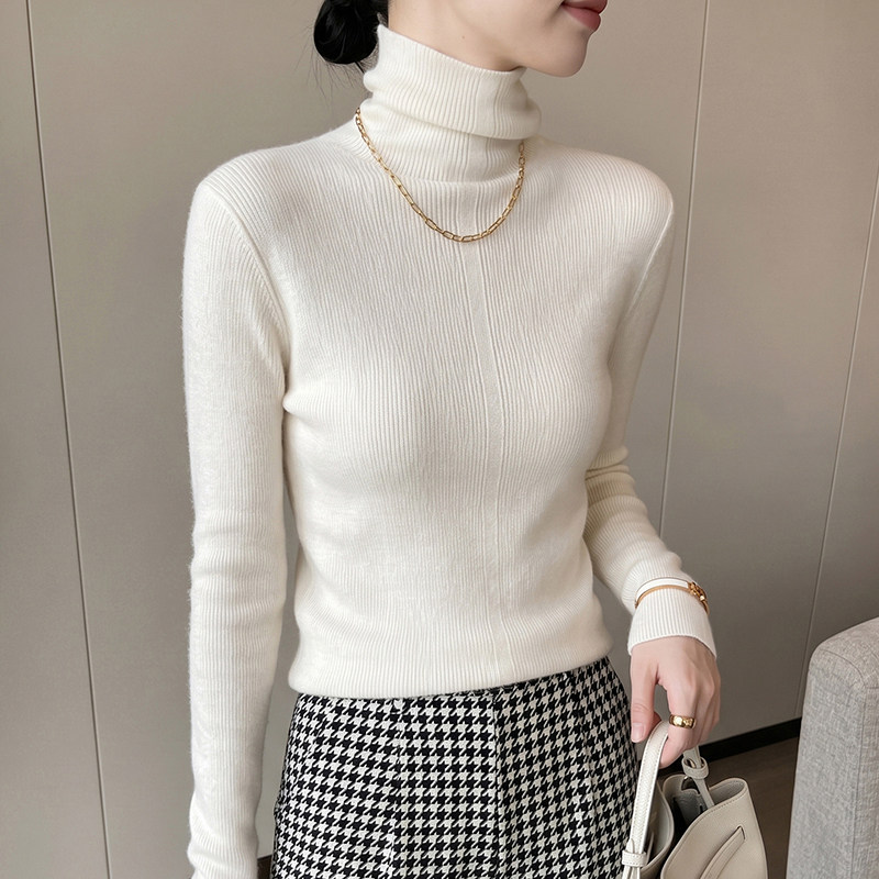 高领毛衣女高级感2026春秋新款堆堆领秋冬加厚灰色内搭打底针织衫