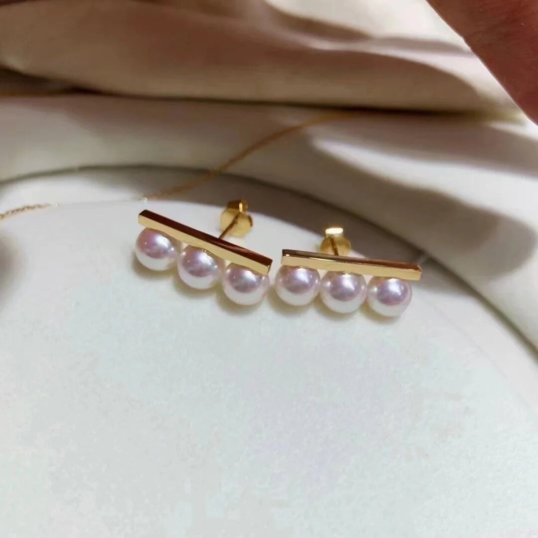 T家同款平衡木珍珠耳钉三珠耳饰一排珠海水耳环赞多任嘉伦周也,珠宝/钻石/翡翠,耳饰,淘宝优惠券,粉丝福利购,淘宝优惠卷