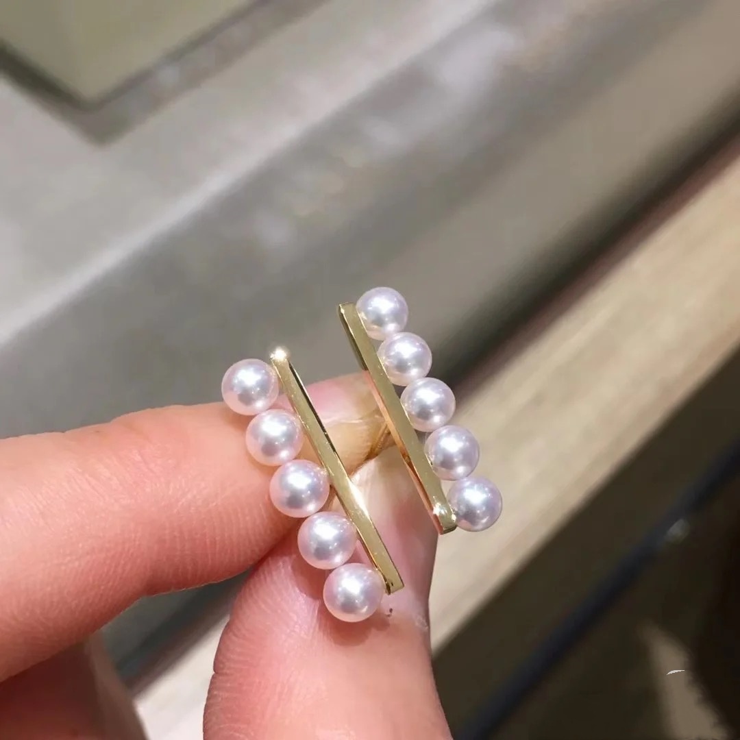 T家同款五珠平衡木横杠耳钉