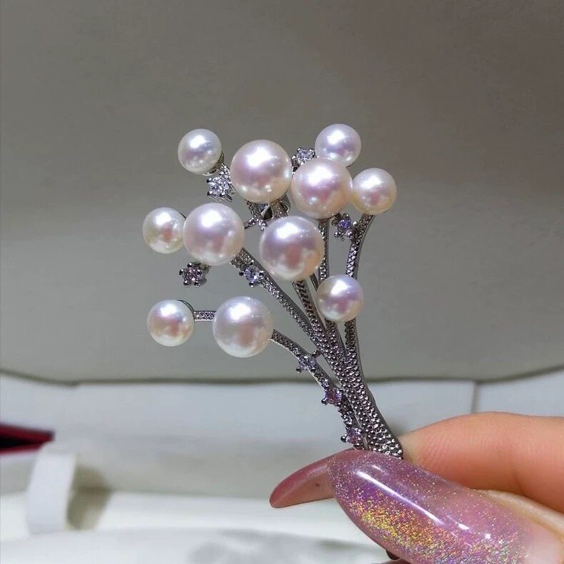 手捧花T家明星同款微镶锆石多珠胸针胸花场合礼仪佩戴的胸饰胸针