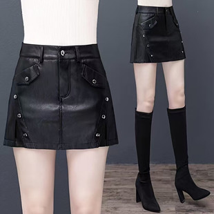 a字裙裤 2026秋冬新款 皮短裤 裙女高腰显瘦百搭宽松短裙大码 子 皮裤
