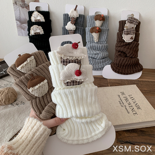 秋冬季女童袜套加厚保暖毛线堆堆袜百搭女孩小腿袜中长筒儿童袜子