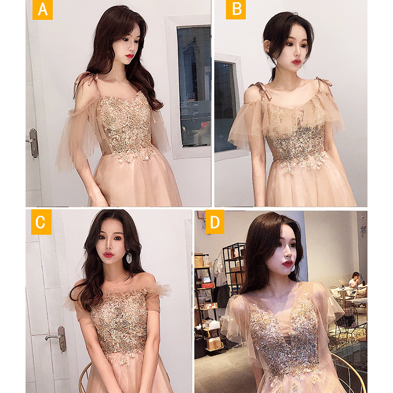 仙气质2019新款秋冬中长款团伴娘服(非品牌)