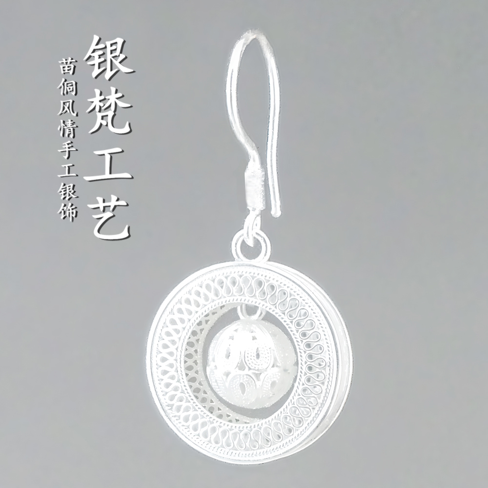 手工花丝999平安鼓耳环