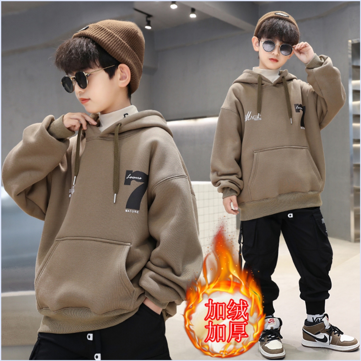中大儿童男孩秋冬季韩版连帽上衣