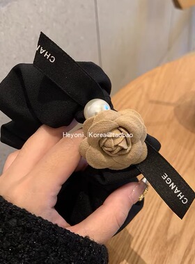HEYONI韩国东大门高级山茶花发圈女布艺猪大肠温柔轻奢小众发饰